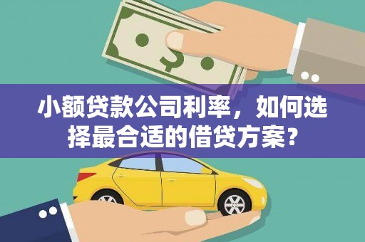 铅山小额贷款公司利率，如何选择最合适的借贷方案？