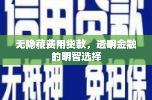 铅山无隐藏费用贷款，透明金融的明智选择