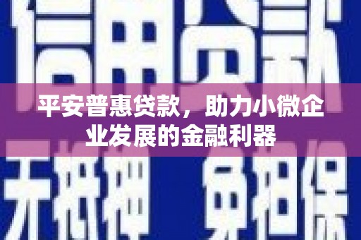 铅山平安普惠贷款，助力小微企业发展的金融利器